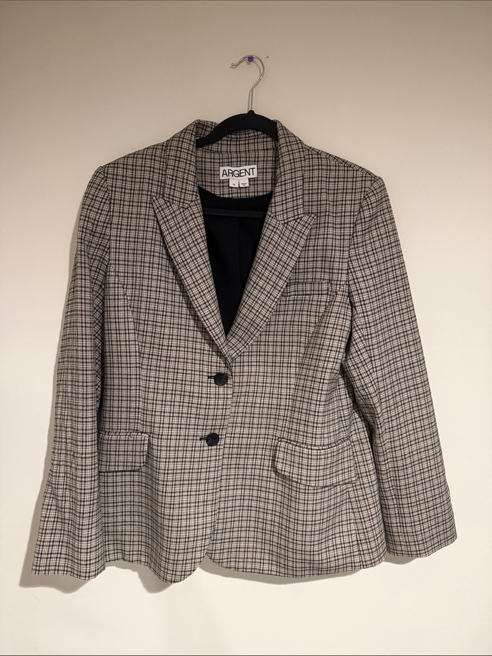 Argent Women's Black & White Plaid Blazer - Classic Tailored Jacket